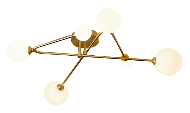 POWERTECH φωτιστικό οροφής HLL-0076, 6x E27, 108x58cm, μεταλλικό, χρυσό