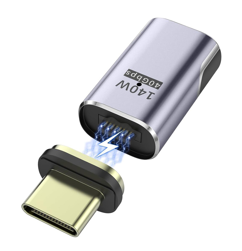 POWERTECH αντάπτορας USB-C PTH-106, μαγνητικός, 140W, 40Gbps, γκρι