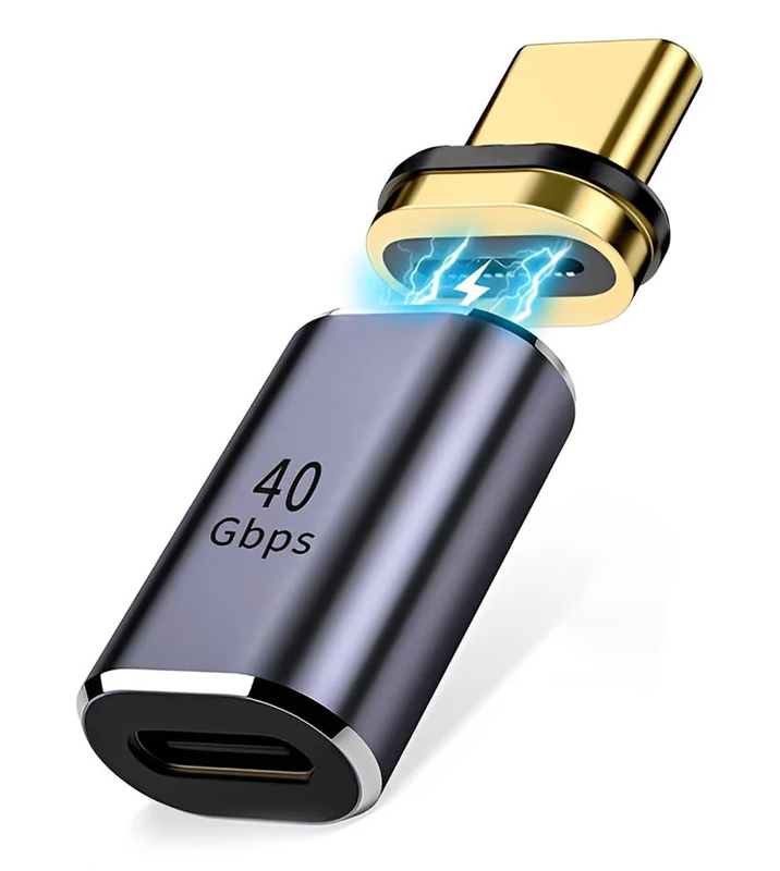 POWERTECH αντάπτορας USB-C PTH-109, μαγνητικός, 100W, 40Gbps, γκρι