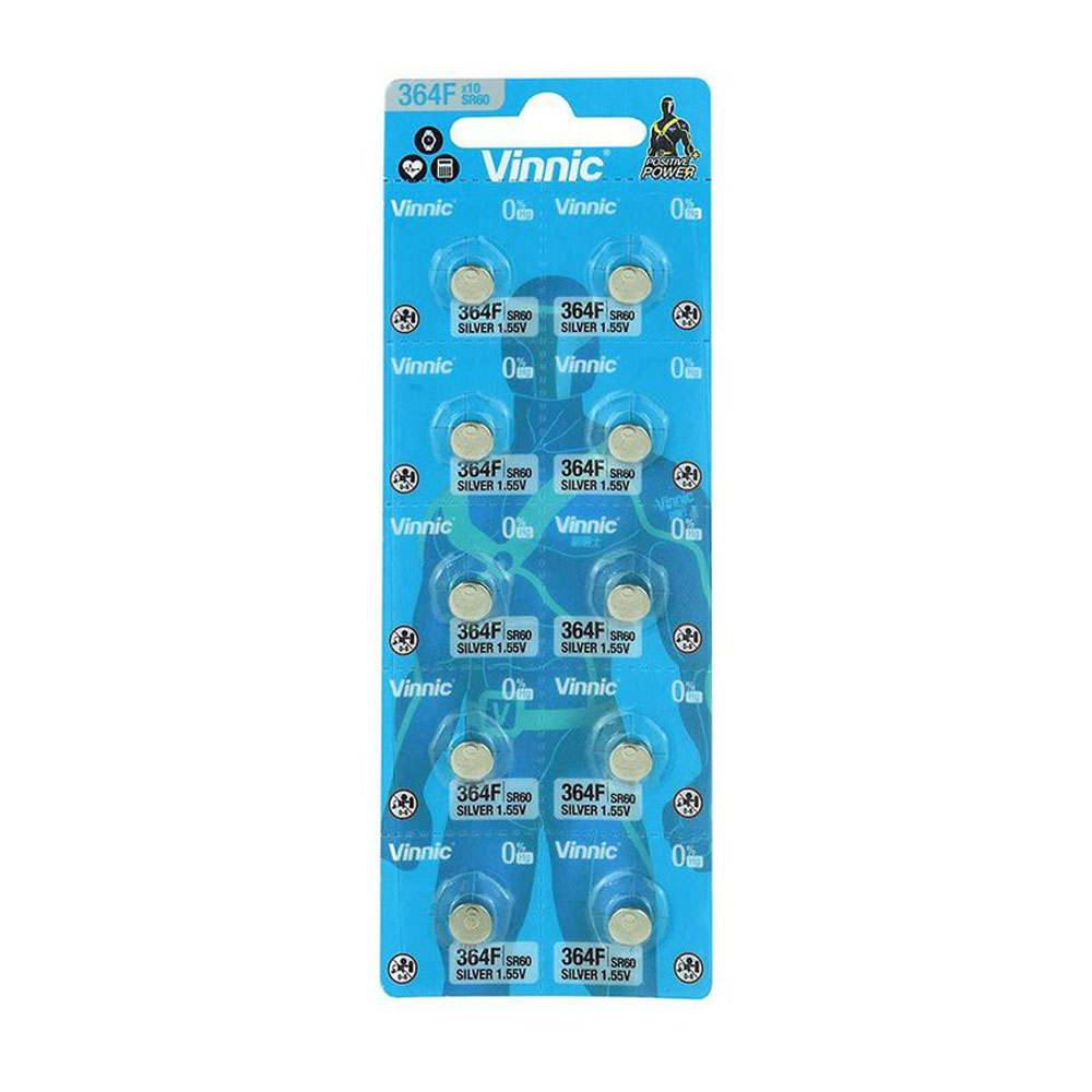 VINNIC ΜΠΑΤΑΡΙΕΣ ΡΟΛΟΓΙΟΥ LR60/164/364/364F/363/LR620/L1142/L621/D186/G1/AG1 1.55V SILVER OXIDE 10/BLISTER 1 ΤΜΧ
