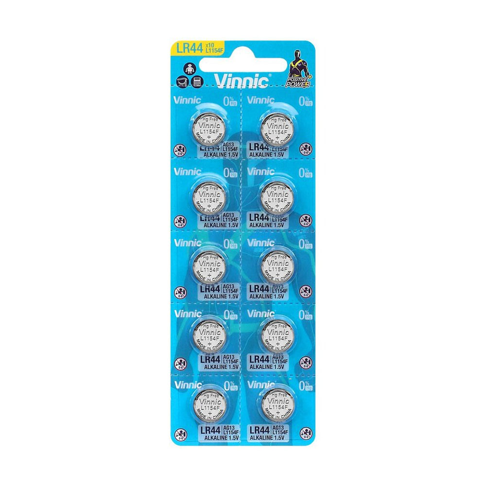 VINNIC ΜΠΑΤΑΡΙΕΣ ΡΟΛΟΓΙΟΥ LR44/AG13/L1154/G13/157/SR44/303/A76/357/V13GA/RW8 1.5V ΑΛΚΑΛΙΚΕΣ 10/BLISTER 1 ΤΜΧ