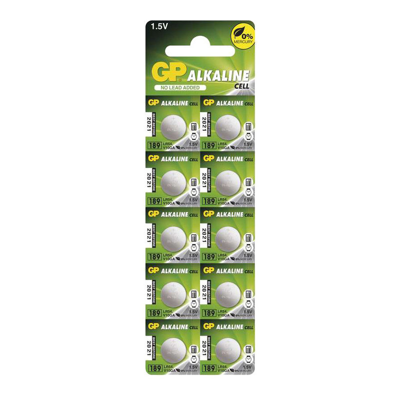 GP ΜΠΑΤΑΡΙΕΣ ΡΟΛΟΓΙΟΥ LR54/AG10/189/LR1130/G10/SR54/390 1.5V ΑΛΚΑΛΙΚΕΣ 10/BLISTER 1 ΤΜΧ