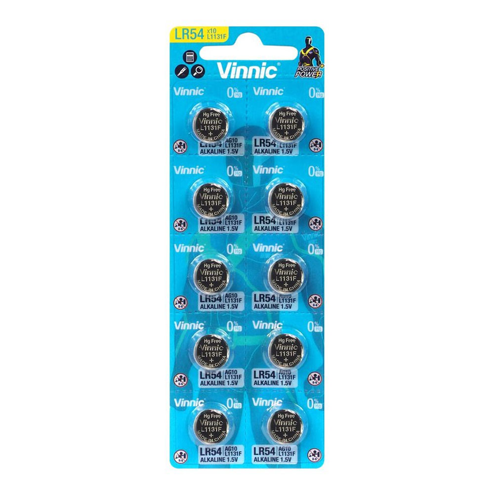 VINNIC ΜΠΑΤΑΡΙΕΣ ΡΟΛΟΓΙΟΥ LR54/AG10/189/LR1130/G10/SR54/390 1.5V ΑΛΚΑΛΙΚΕΣ 10/BLISTER 1 ΤΜΧ
