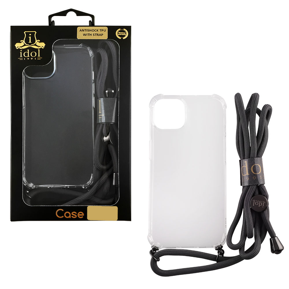 IDOL 1991 ΘΗΚΗ IPHONE 15 6.1" ANTISHOCK AIR TPU WITH STRAP CAMERA GUARD ΔΙΑΦΑΝΗ