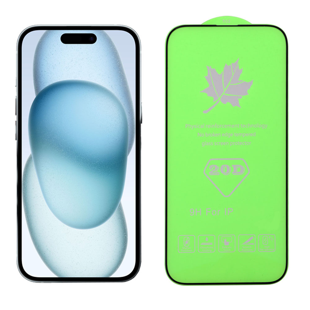IDOL 1991 TEMPERED GLASS IPHONE 15 6.1" 9H 0.25mm 20D FULL GLUE SEMI CURVED SPECIAL FULL COVER BLACK