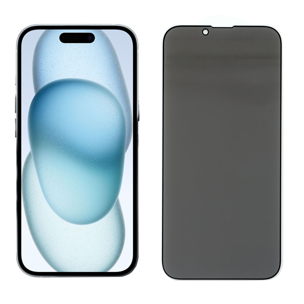 IDOL 1991 TEMPERED GLASS IPHONE 15 6.1" 9H 0.25mm PRIVACY ANTISPY SEMI CURVED FULL GLUE BLACK