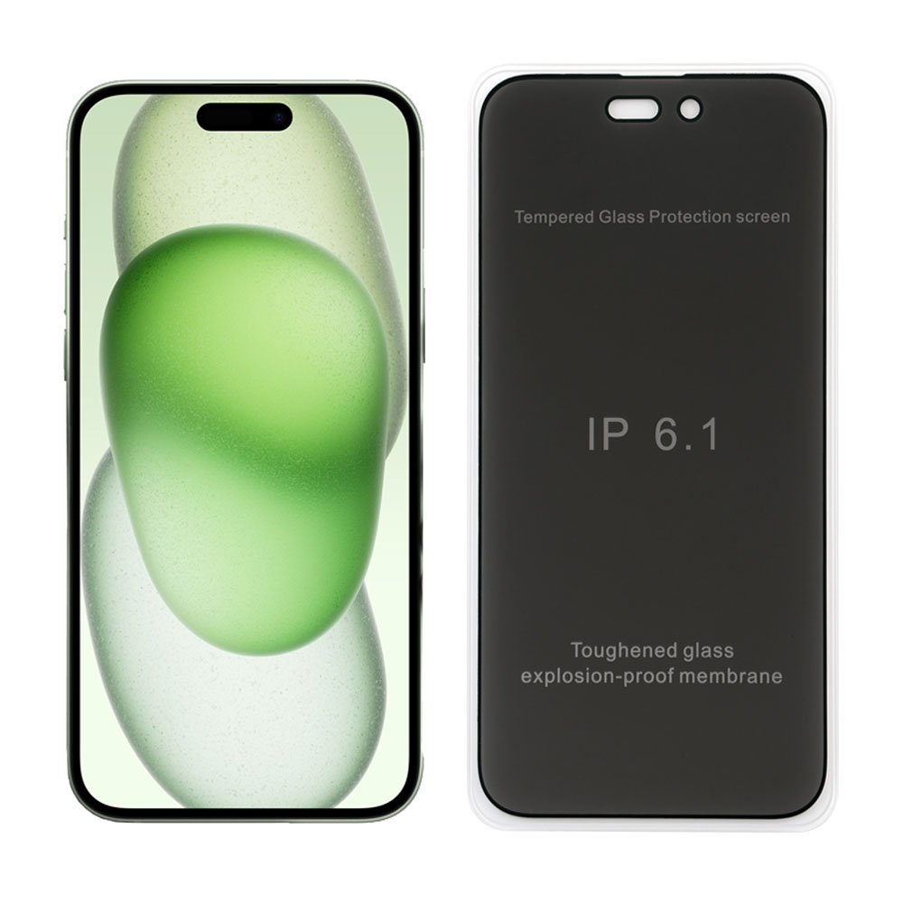 IDOL 1991 TEMPERED GLASS IPHONE 15 PLUS 6.7" 9H 0.25mm PREMIUM PRIVACY ANTISPY SEMI CURVED FULL GLUE BLACK