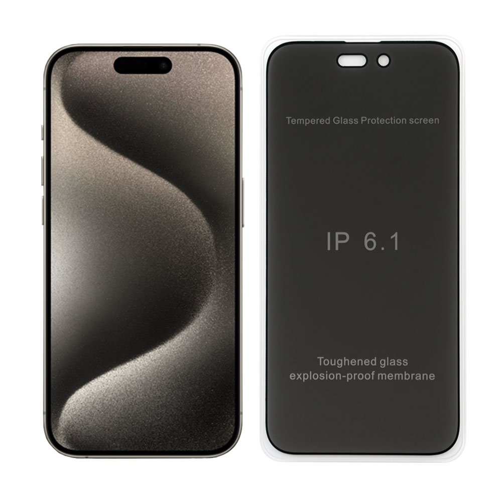 IDOL 1991 TEMPERED GLASS IPHONE 15 PRO MAX 6.7" 9H 0.25mm PREMIUM PRIVACY ANTISPY SEMI CURVED FULL GLUE BLACK