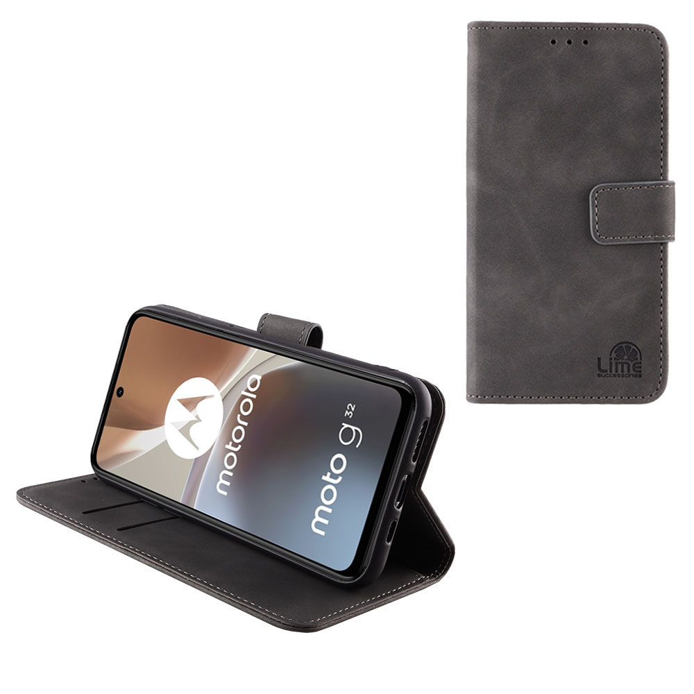 LIME ΘΗΚΗ MOTOROLA MOTO G32 6.5" ESSENTIAL MAGNET BOOK STAND CLIP GREY