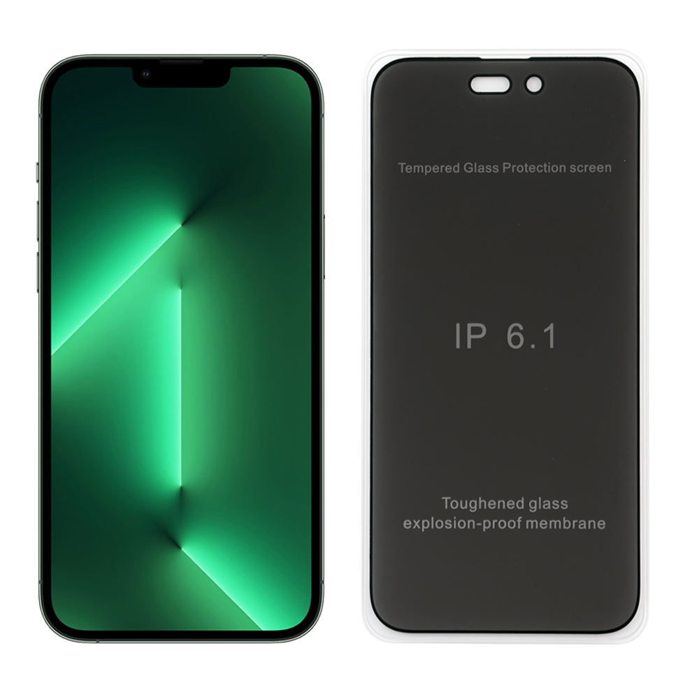 IDOL 1991 TEMPERED GLASS IPHONE 14 PRO 6.1" 9H 0.25mm PREMIUM PRIVACY ANTISPY SEMI CURVED FULL GLUE BLACK