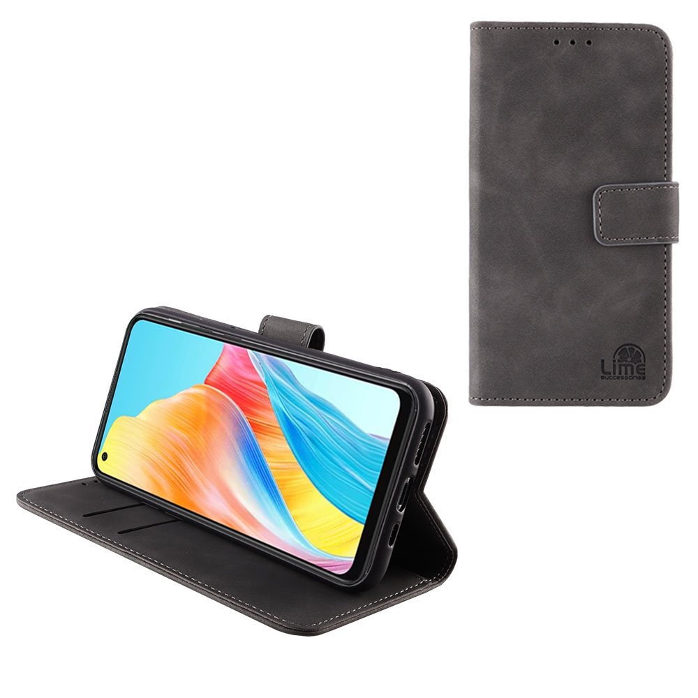 LIME ΘΗΚΗ OPPO A78 5G 6.56" ESSENTIAL MAGNET BOOK STAND CLIP GREY