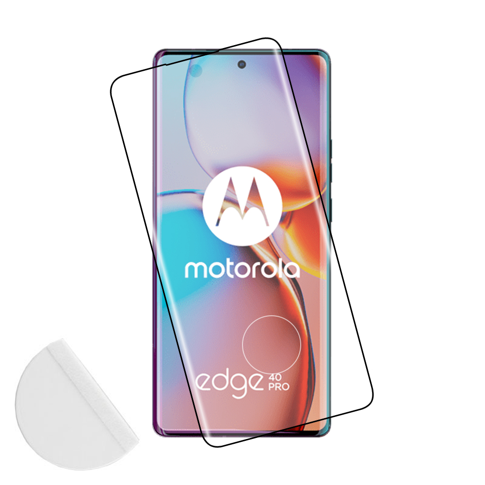 IDOL 1991 TEMPERED GLASS MOTOROLA EDGE 40 PRO 5G 6.67" 9H 0.30mm 3D EDGE SEMI CURVED FINGER UNLOCK BLACK FULL COVER