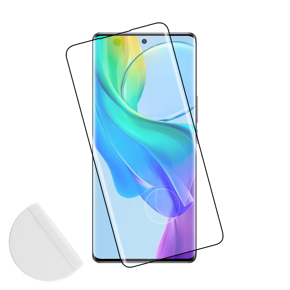 IDOL 1991 TEMPERED GLASS VIVO V29 LITE 5G 6.78" 9H 0.30mm 3D EDGE SEMI CURVED FINGER UNLOCK BLACK FULL COVER