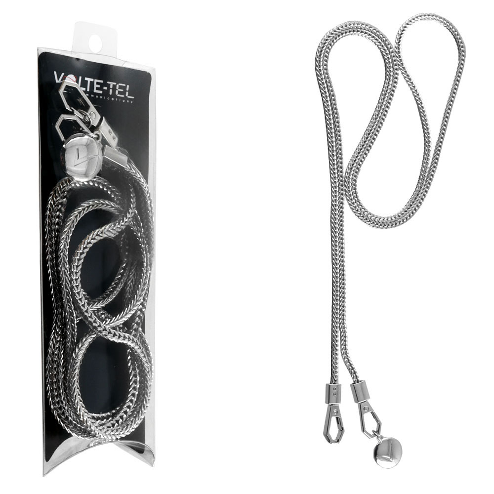 VOLTE-TEL NECK STRAP - ΑΛΥΣΙΔΑ ΛΑΙΜΟΥ 120cm ΓΙΑ ΘΗΚΕΣ SILVER VT413