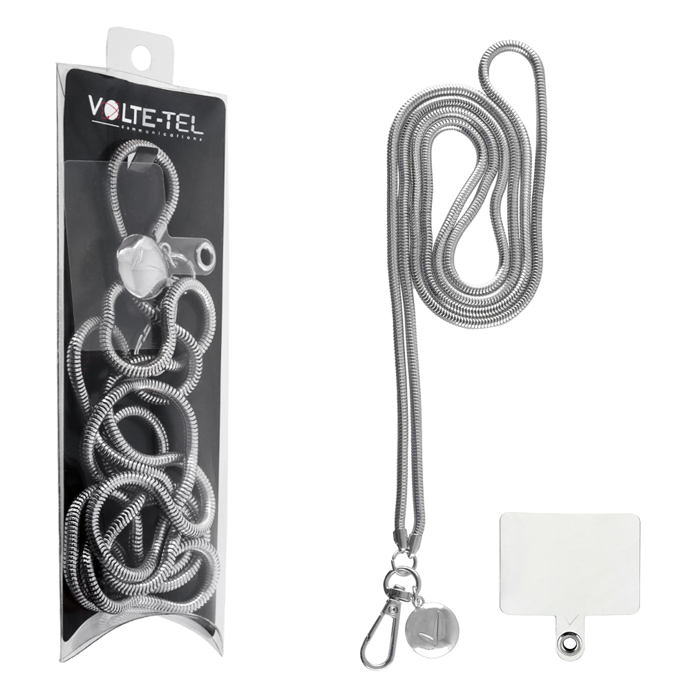 VOLTE-TEL NECK STRAP - ΑΛΥΣΙΔΑ ΛΑΙΜΟΥ 130cm ΓΙΑ ΘΗΚΕΣ SILVER VT417