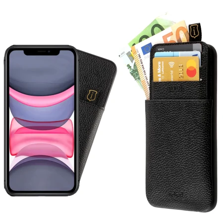 IDOL 1991 ΘΗΚΗ IPHONE 11 6.1" ANTI-RFID LEATHER SMART WALLET CAMERA GUARD BLACK