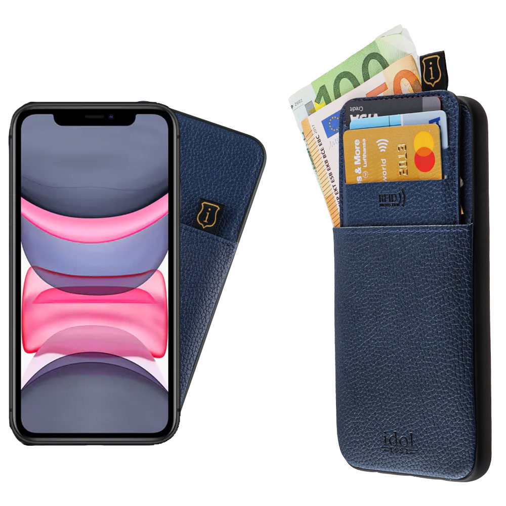 IDOL 1991 ΘΗΚΗ IPHONE 11 6.1" ANTI-RFID LEATHER SMART WALLET CAMERA GUARD BLUE
