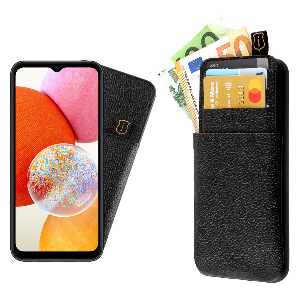IDOL 1991 ΘΗΚΗ SAMSUNG A14 4G A145/A14 5G A146 6.6" ANTI-RFID LEATHER SMART WALLET CAMERA GUARD BLACK