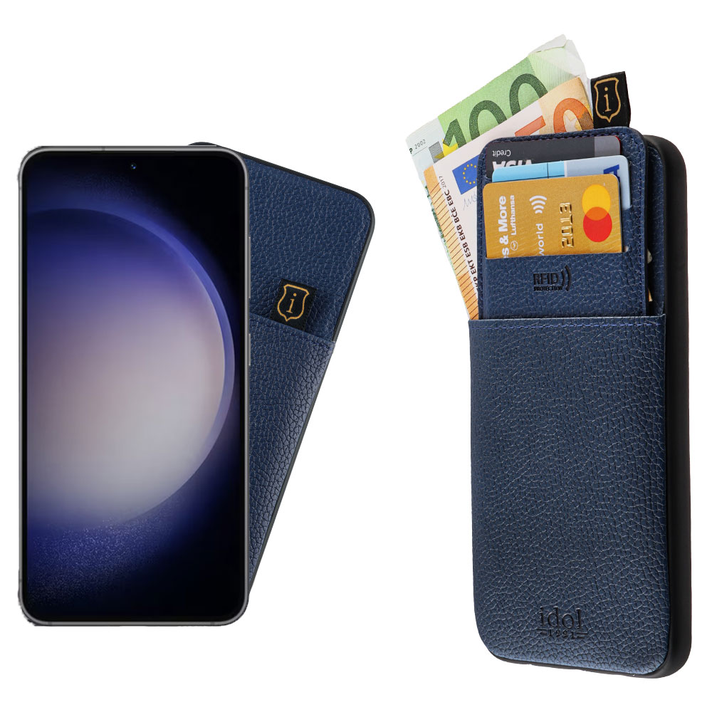 IDOL 1991 ΘΗΚΗ SAMSUNG S23 5G S911 6.1" ANTI-RFID LEATHER SMART WALLET CAMERA GUARD BLUE