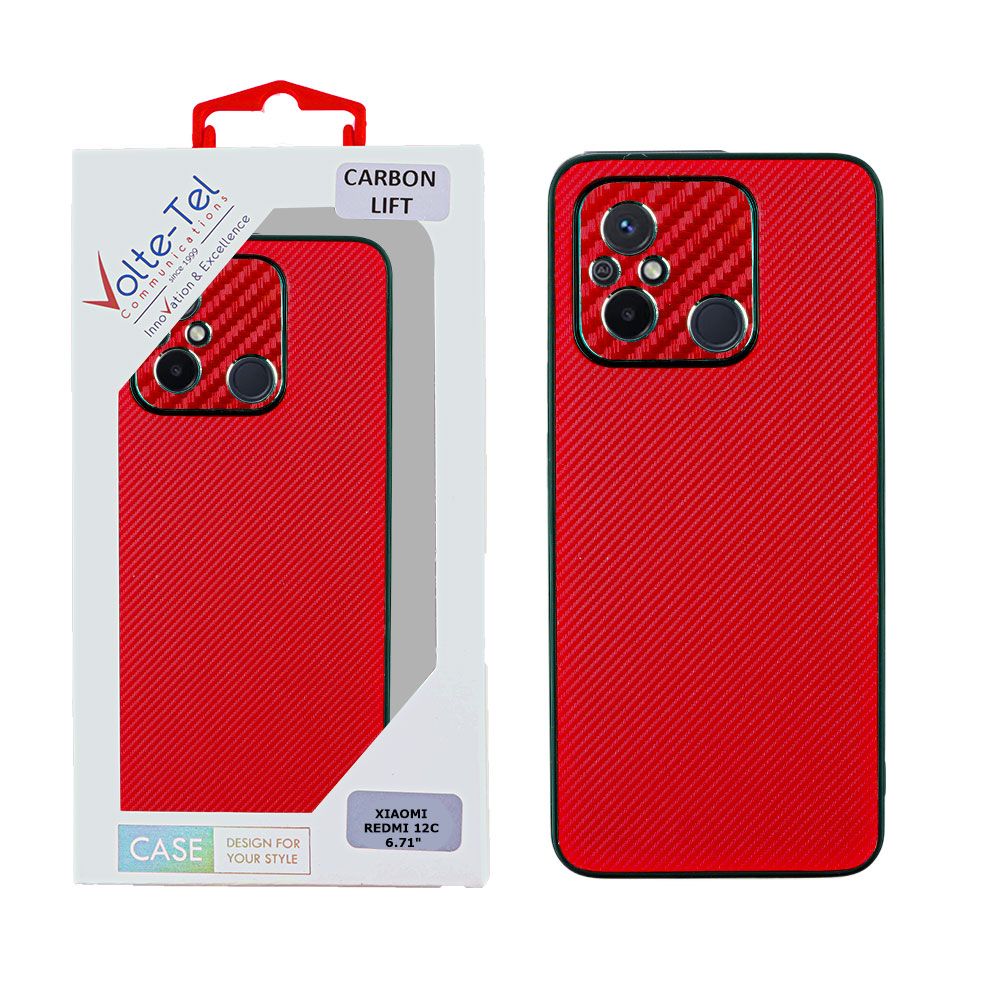 VOLTE-TEL ΘΗΚΗ XIAOMI REDMI 12C 6.71" CARBON LIFT FULL CAMERA PROTECTION RED