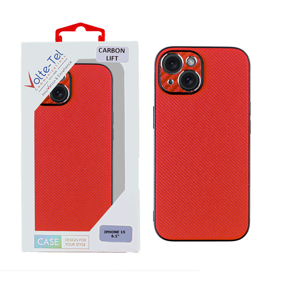 VOLTE-TEL ΘΗΚΗ IPHONE 15 6.1" CARBON LIFT FULL CAMERA PROTECTION RED