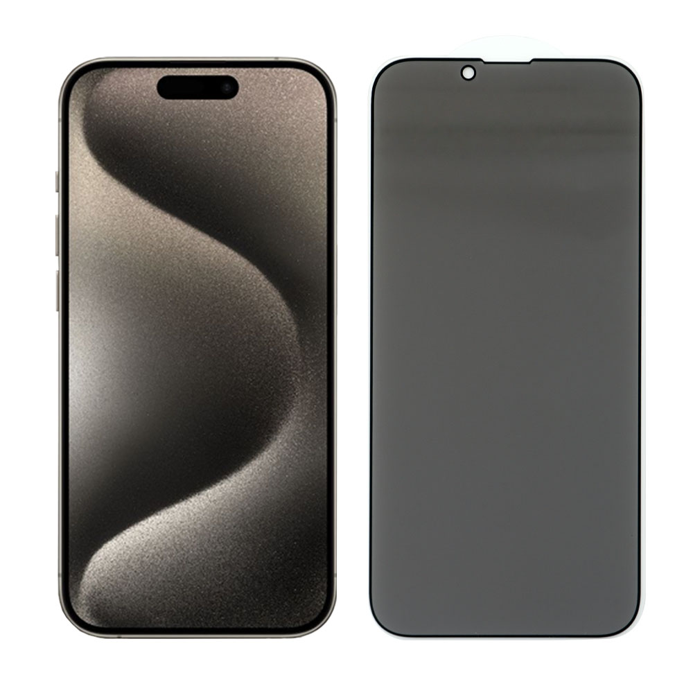 IDOL 1991 TEMPERED GLASS IPHONE 15 PRO 6.1" 9H 0.25mm PRIVACY ANTISPY SEMI CURVED FULL GLUE BLACK