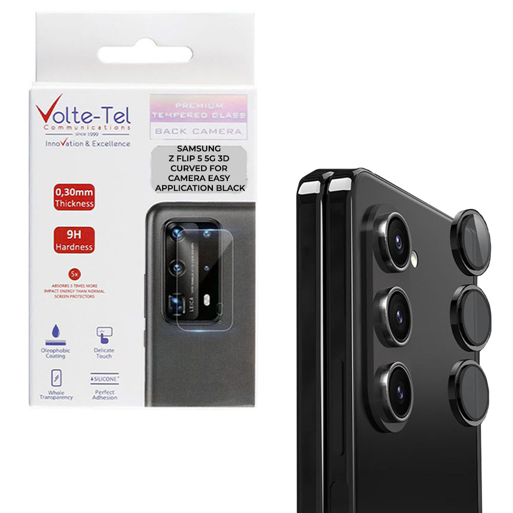 VOLTE-TEL CAMERA GLASS COVER SAMSUNG Z FOLD 5 F946 5G 7.6" 9H 0.30MM EASY APPLICATION BLACK