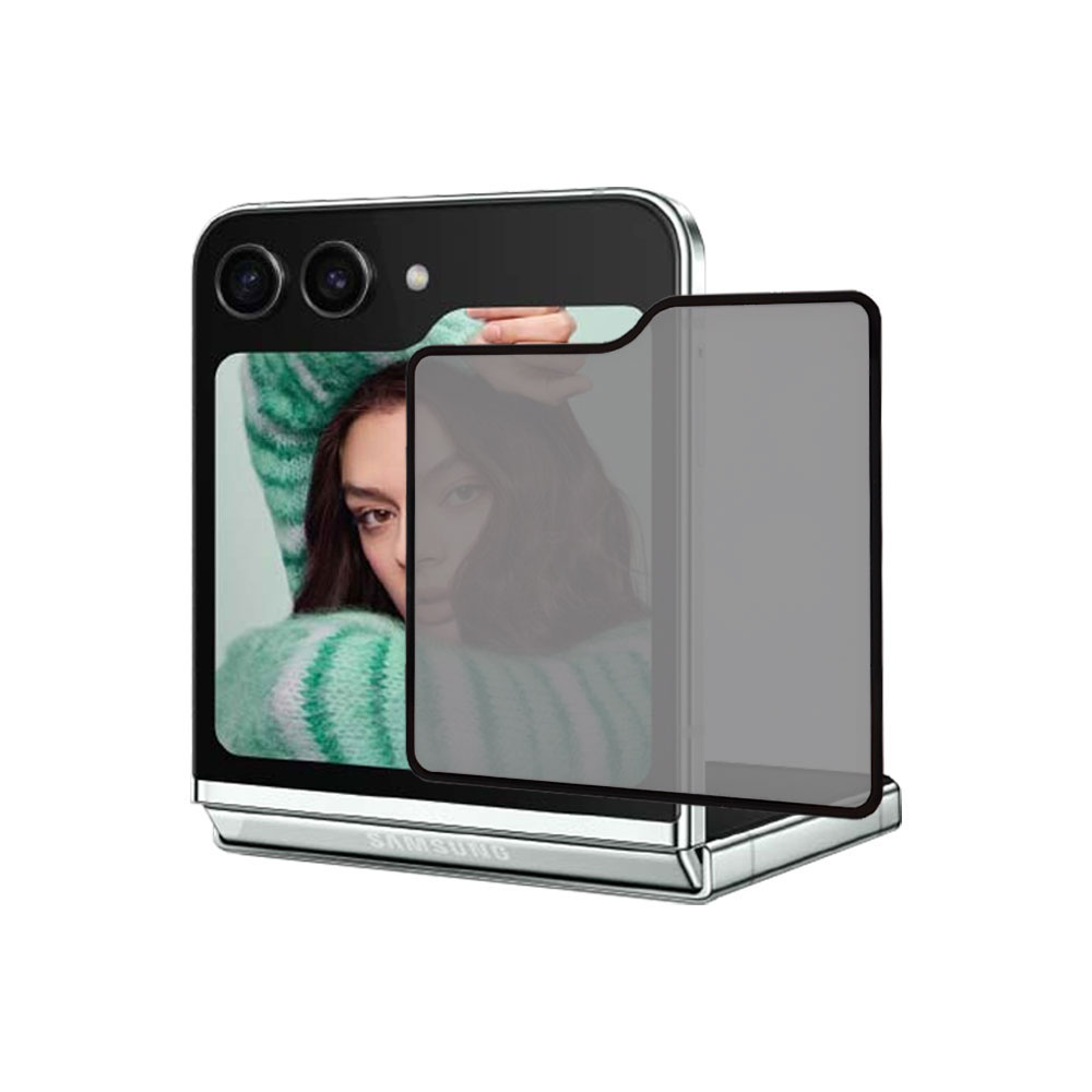 IDOL 1991 TEMPERED GLASS SAMSUNG Z FLIP 5 5G F731 6.7" 9H 0.25mm PRIVACY ANTISPY SEMI CURVED FULL GLUE BLACK