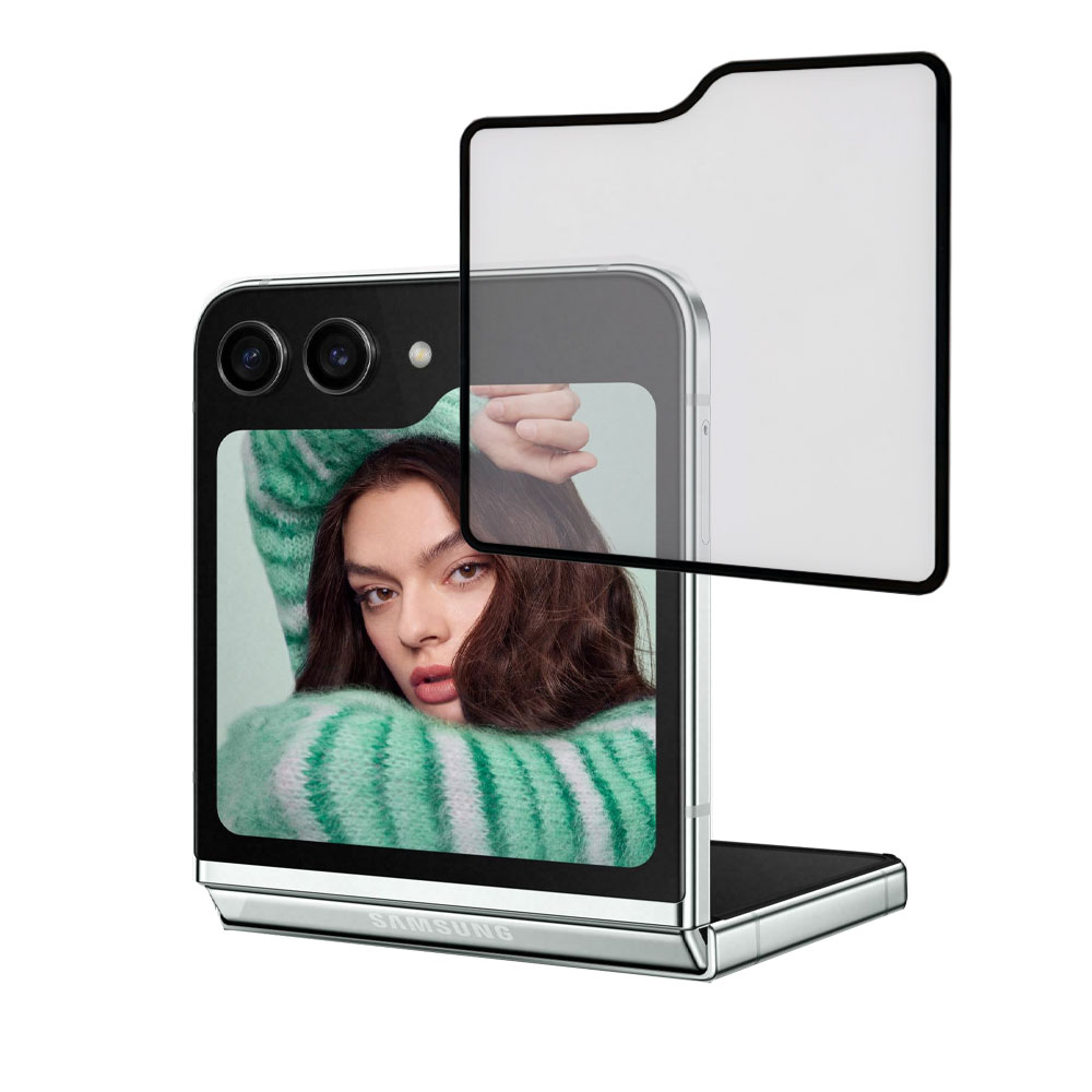 IDOL 1991 TEMPERED GLASS SAMSUNG Z FLIP 5 5G F731 6.7" 9H 0.25mm 2.5D OUTSIDE SILK SCREEN BLACK