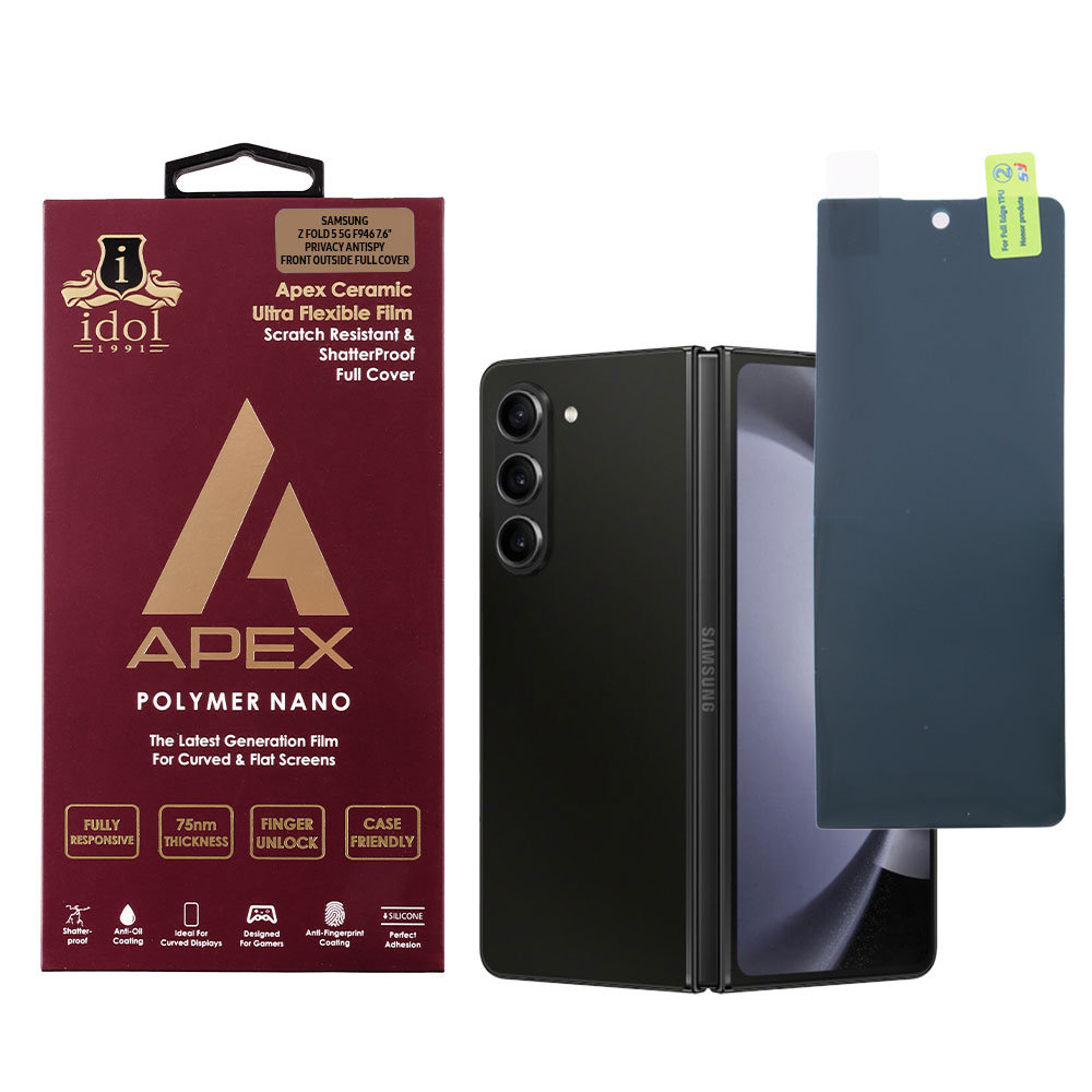 IDOL 1991 TEMPERED GLASS SAMSUNG Z FOLD 5 5G F946 7.6" 9H 0.20mm PRIVACY ANTISPY TPU SOFT FILM FRONT OUTSIDE FULL COVER