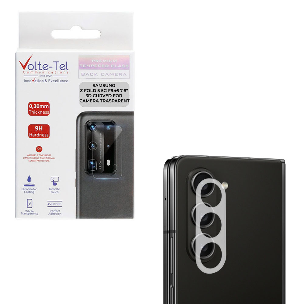VOLTE-TEL TEMPERED GLASS SAMSUNG Z FOLD 5 5G F946 7.6" 9H 0.25mm 3D CURVED FOR CAMERA TRANSPARENT