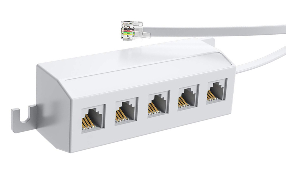 POWERTECH RJ11 splitter CAB-T029, 1 σε 5 RJ11, λευκό