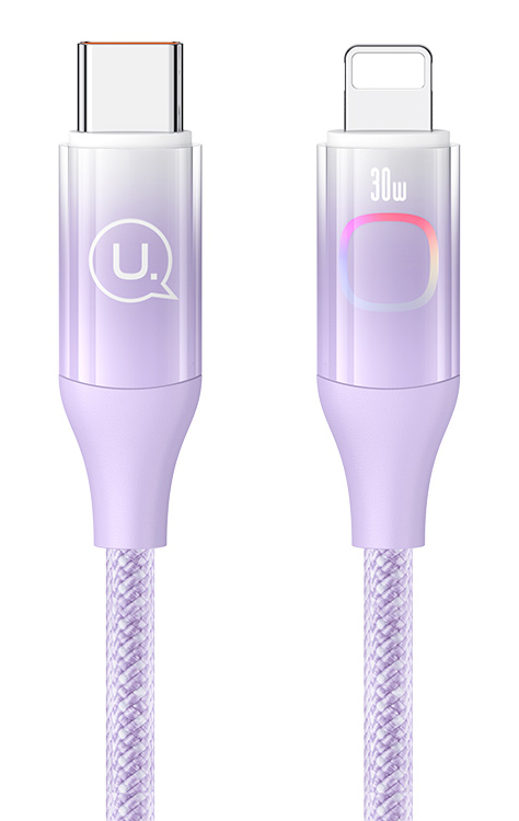 USAMS καλώδιο Lightning σε USB-C US-SJ638, 30W PD, 1.2m, μωβ