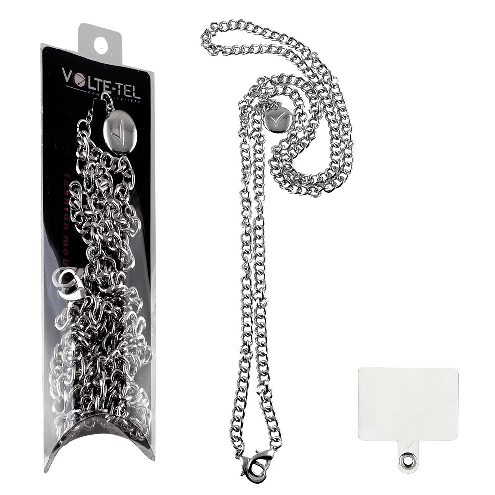 VOLTE-TEL NECK STRAP - ΑΛΥΣΙΔΑ ΛΑΙΜΟΥ ΓΙΑ ΘΗΚΕΣ SILVER VT423 120cm