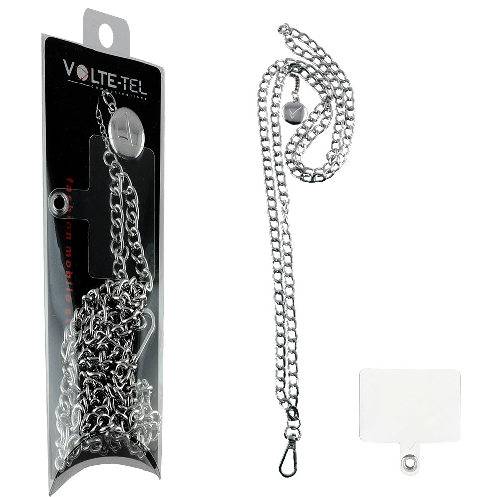 VOLTE-TEL NECK STRAP - ΑΛΥΣΙΔΑ ΛΑΙΜΟΥ ΓΙΑ ΘΗΚΕΣ SILVER VT409