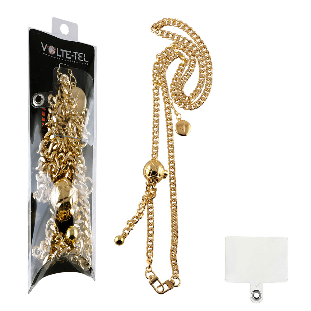 VOLTE-TEL NECK STRAP - ΑΛΥΣΙΔΑ ΛΑΙΜΟΥ ΓΙΑ ΘΗΚΕΣ GOLD VT421 110cm