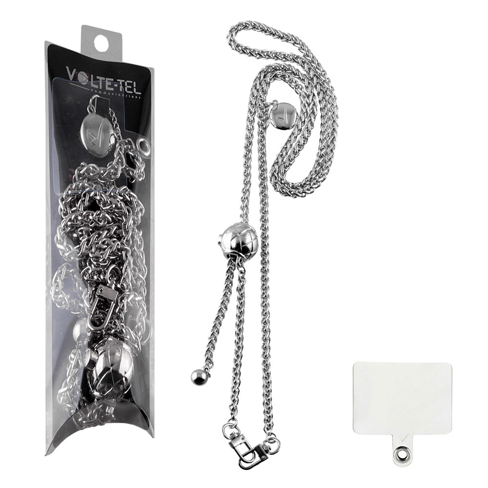 VOLTE-TEL NECK STRAP - ΑΛΥΣΙΔΑ ΛΑΙΜΟΥ ΓΙΑ ΘΗΚΕΣ SILVER VT422 110cm