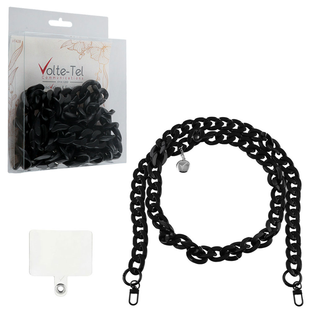 VOLTE-TEL NECK STRAP - ΑΛΥΣΙΔΑ ΛΑΙΜΟΥ ΓΙΑ ΘΗΚΕΣ BLACK VT428 120cm