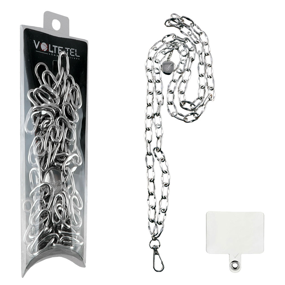 VOLTE-TEL NECK STRAP - ΑΛΥΣΙΔΑ ΛΑΙΜΟΥ ΓΙΑ ΘΗΚΕΣ SILVER VT412
