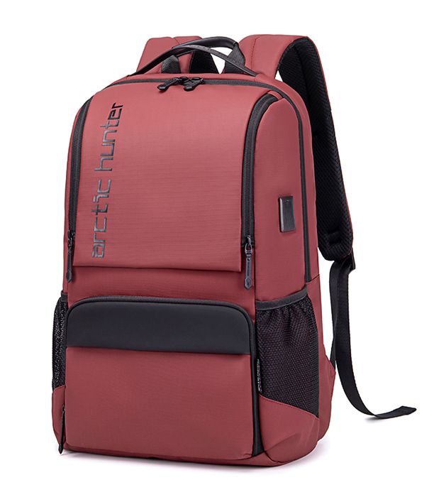 ARCTIC HUNTER τσάντα πλάτης B00532, θήκη laptop 15.6", USB, 28L, κόκκινη