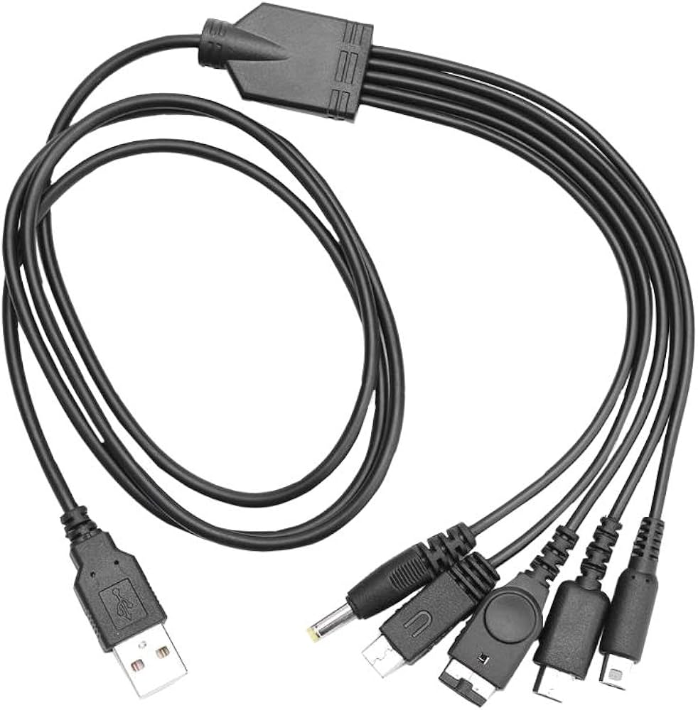 USB CABLE 5 IN 1 NINTENDO 3DS / DSI  / GBA SP / PSP / WIIU OEM
