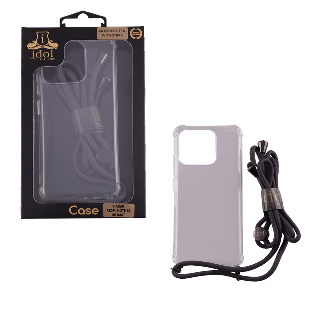 IDOL 1991 ΘΗΚΗ XIAOMI REDMI NOTE 13 5G 6.67" ANTISHOCK AIR TPU WITH STRAP FULL CAMERA PROTECTION ΔΙΑΦΑΝΗ
