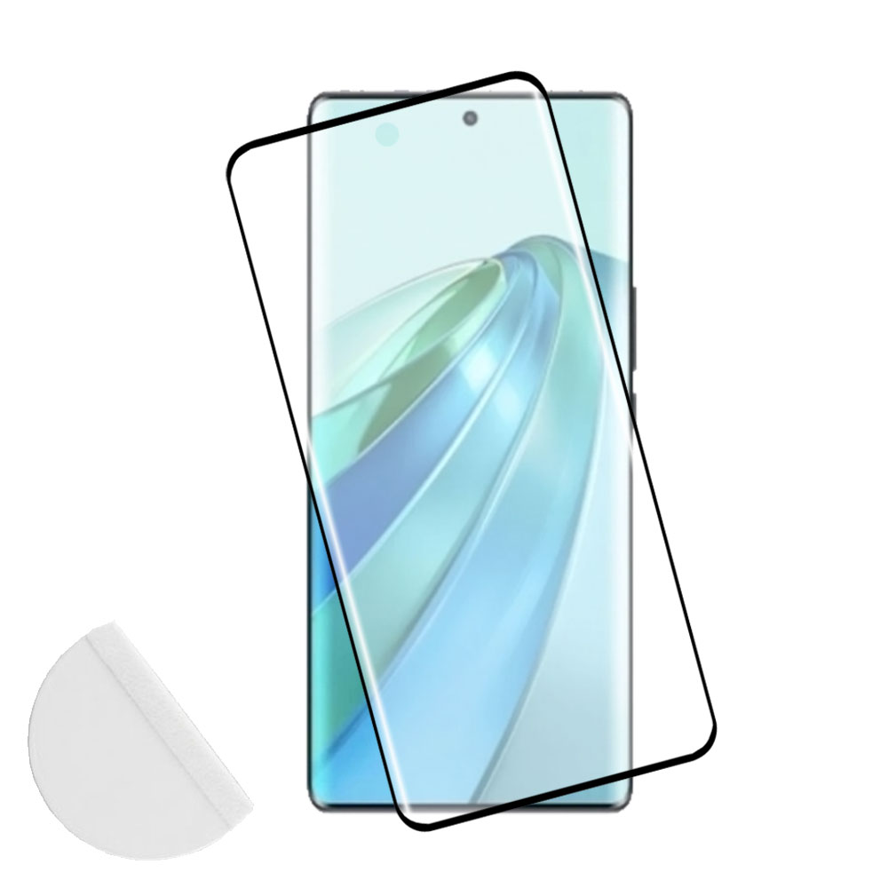 IDOL 1991 TEMPERED GLASS HONOR MAGIC 5 LITE 5G 6.67" 9H 0.30mm 3D FULL GLUE SEMI CURVED FINGER UNLOCK BLACK + SQUEEZY CARD