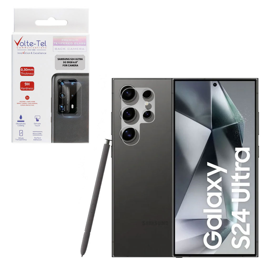 VOLTE-TEL TEMPERED GLASS SAMSUNG S24 ULTRA 5G S928 6.8" 9H 0.25mm 3D CURVED FOR CAMERA TRANSPARENT
