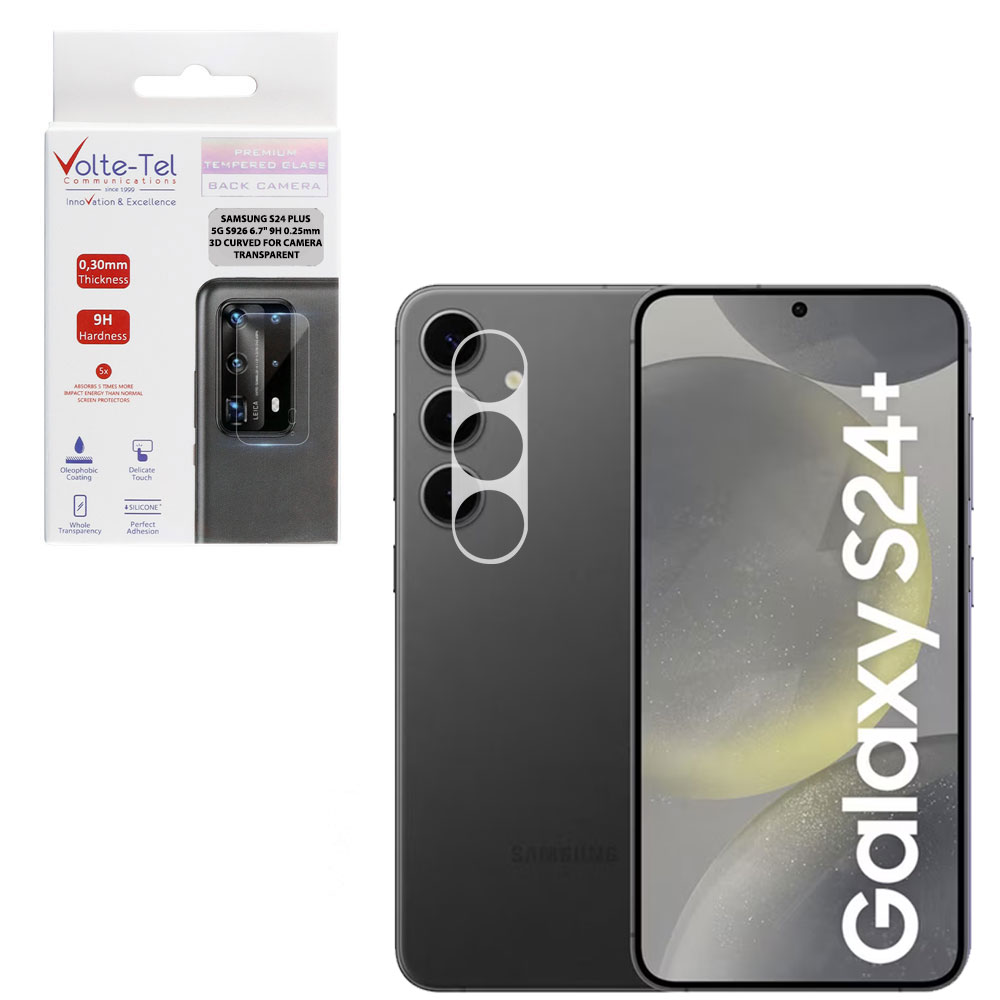 VOLTE-TEL TEMPERED GLASS SAMSUNG S24 PLUS 5G S926 6.7" 9H 0.25mm 3D CURVED FOR CAMERA TRANSPARENT