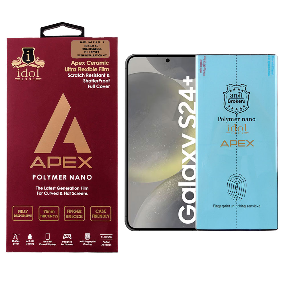 IDOL 1991 APEX POLYMER NANOTECH FILM SAMSUNG S24 PLUS 5G S926 6.7" FINGER UNLOCK FULL COVER WITH INSTALLATION KIT