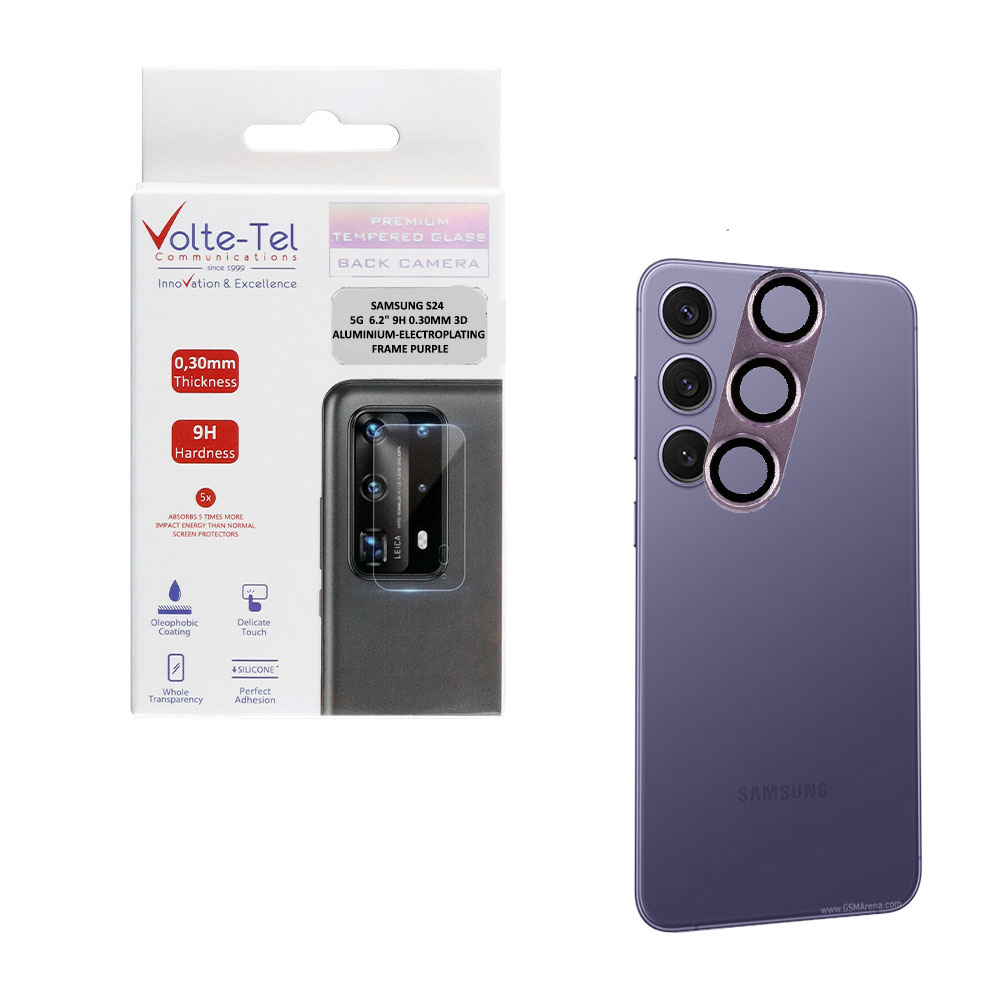 VOLTE-TEL CAMERA GLASS COVER SAMSUNG S24 5G 6.2" 9H 0.30MM 3D ALUMINIUM-ELECTROPLATING FRAME PURPLE