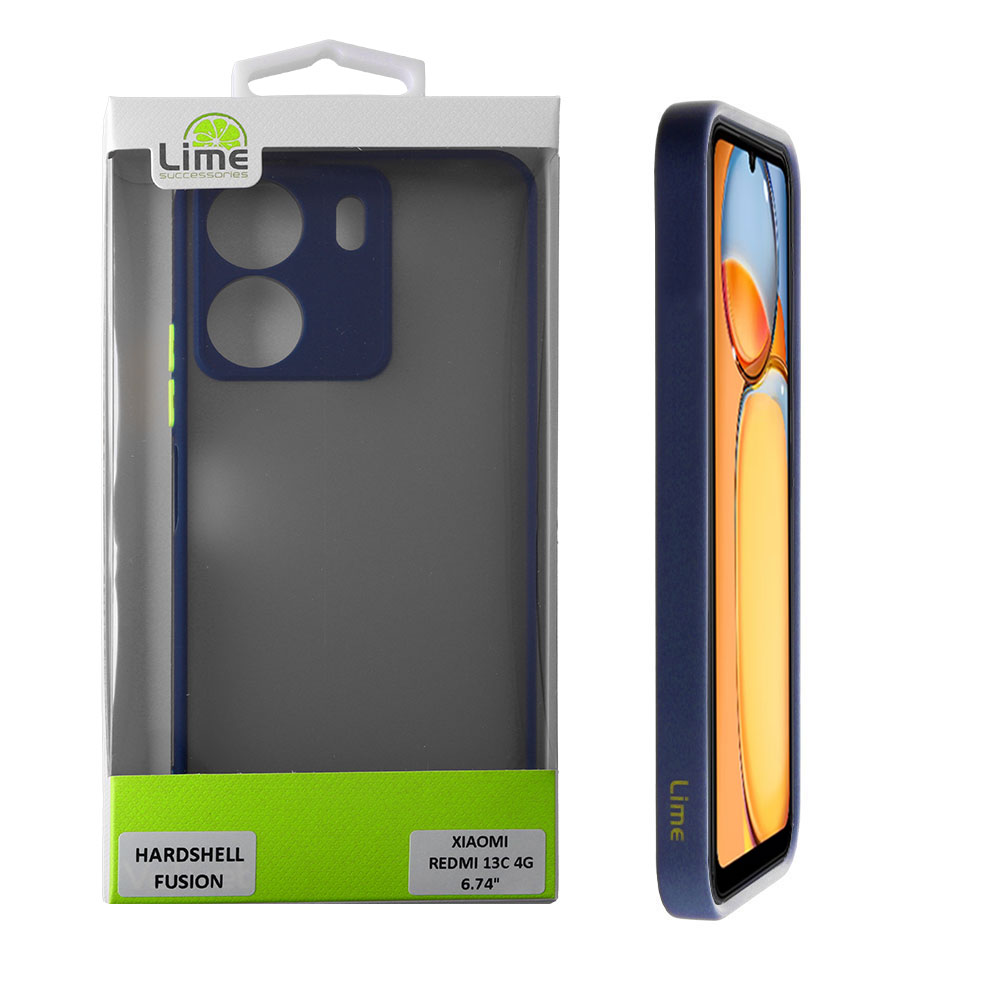 LIME ΘΗΚΗ XIAOMI REDMI 13C 4G 6.74" HARDSHELL FUSION FULL CAMERA PROTECTION BLUE WITH YELLOW KEYS
