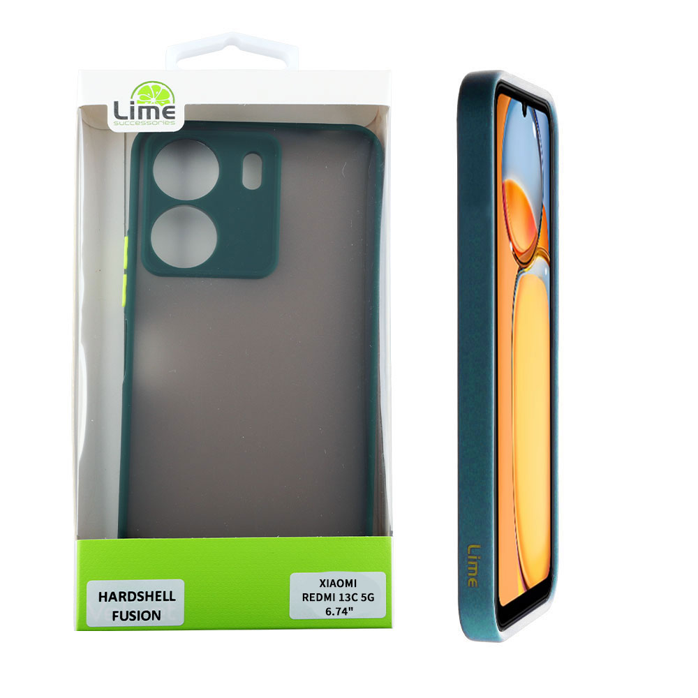 LIME ΘΗΚΗ XIAOMI REDMI 13C 5G 6.74" HARDSHELL FUSION FULL CAMERA PROTECTION GREEN WITH YELLOW KEYS