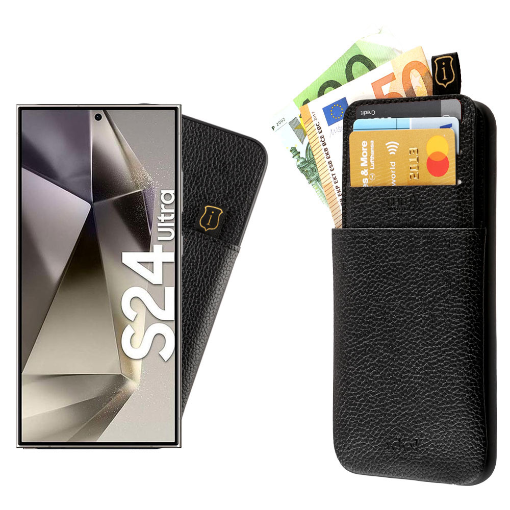 IDOL 1991 ΘΗΚΗ SAMSUNG S24 ULTRA 5G S928 6.8" ANTI-RFID LEATHER SMART WALLET CAMERA GUARD BLACK
